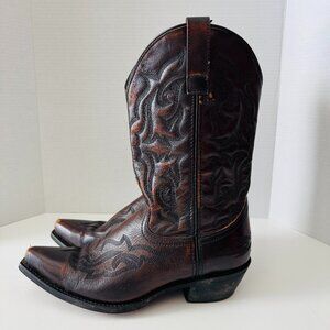 Laredo Hawk Burnished Gold Brown Leather Cowboy Boots Mens 9.5D 6862 Pointed Toe